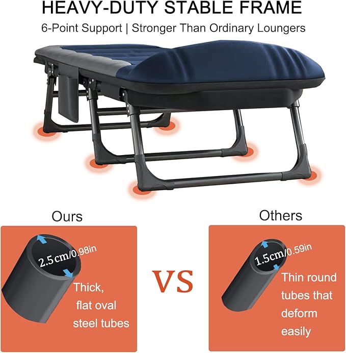 Portable Cot for Camping Adult, Folding Camping Cot with Thick Mattress, Pillow, Adjustable Cots for Sleeping with Pad, 26" Wide, for Home Office Nap Beach Travel Hiking (Blue 2)