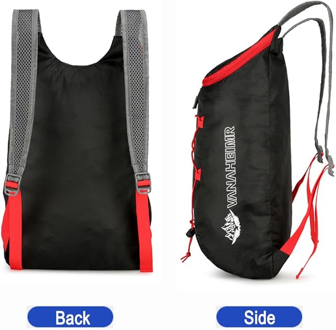 Lightweight and Thin Foldable Backpack, Climbing Bag, Hiking Daypack,15L Waterproof Travel Packable Rucksack (Orange)