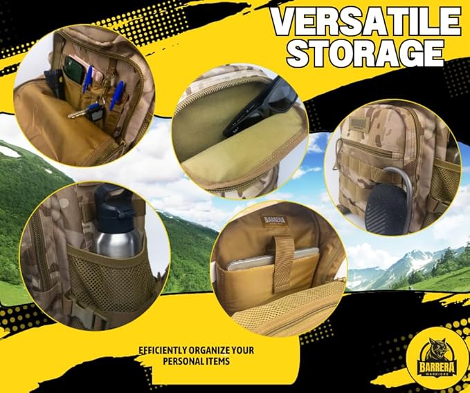 Tactical Backpack 25L Military MOLLE Assault Pack – Waterproof EDC Backpack for Hiking, Camping, Travel & Survival Gear, Bug Out Bag (Multicam Camo)