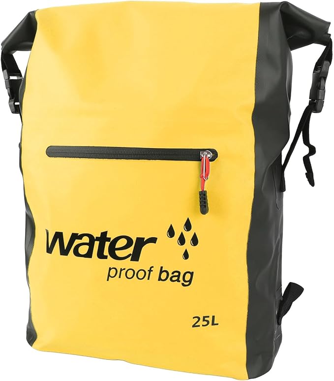 Luqeeg 25L Dry Wet Separation Backpack PVC Lightweight Outdoor Dry Sacks, Dry Bag, Dry Storage Bag for Kayaking, Rafting, Boating, Swimming, Camping, Hiking, Beach (Yellow)