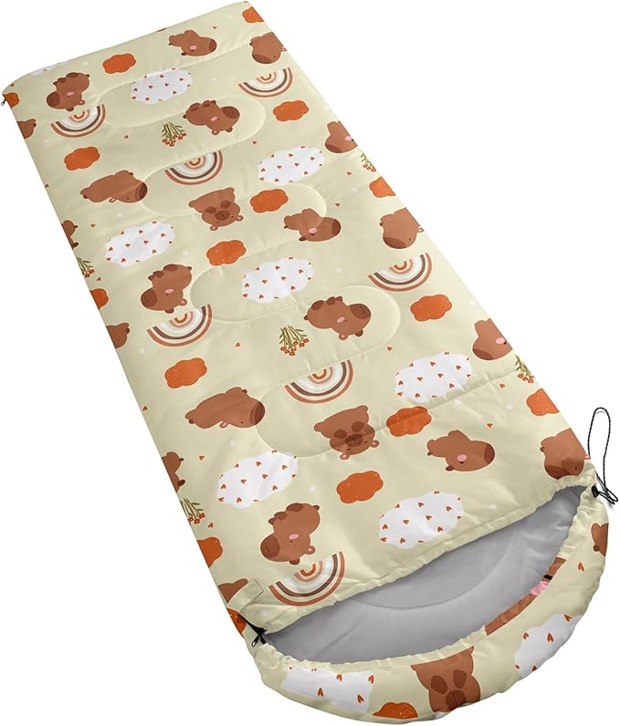 AILONEN Kawaii Puppy Sleeping Bag for Kids Boys Girls,Warm and Cool Weather,Lightweight,Waterproof Backpacking,Cartoon Cute Dog & Duck Animal Themed Blue Sleeping Bag for Camping