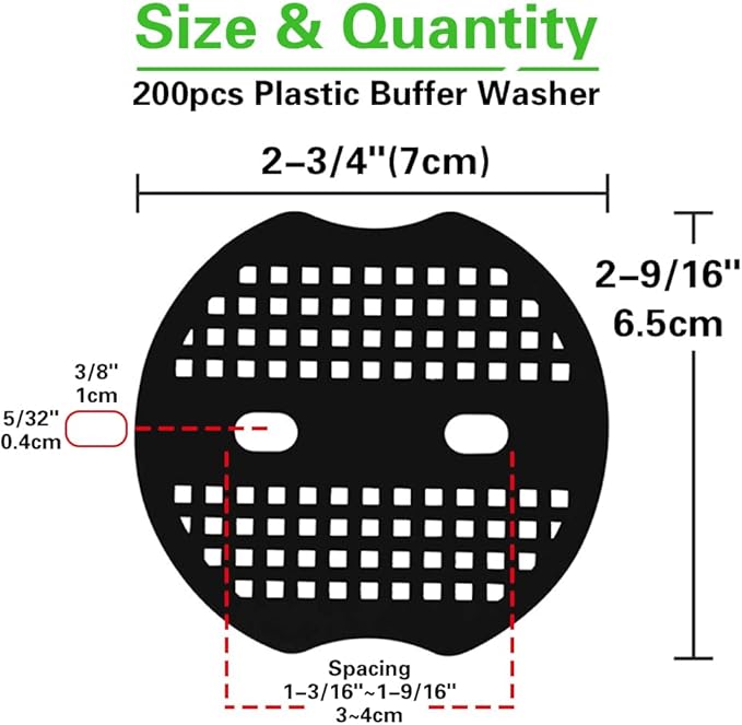 Bakulyor 200pcs Garden Staples Plastic Buffer Washer, Landscape Staple Stakes Gaskets, Yard Pins Gasket for Weed Barrier Fabric, They Keep The Barrier from Ripping & Create a Sturdier Hold - Black