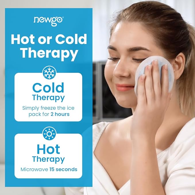 NEWGO Small Ice Packs for Injuries, 6 Pack Round Ice Packs for Face, FSA Eligible, Hot Cold Pack Circular Cold Compress with Cloth Backing & Sleeve for Pain Relief, Toothaches