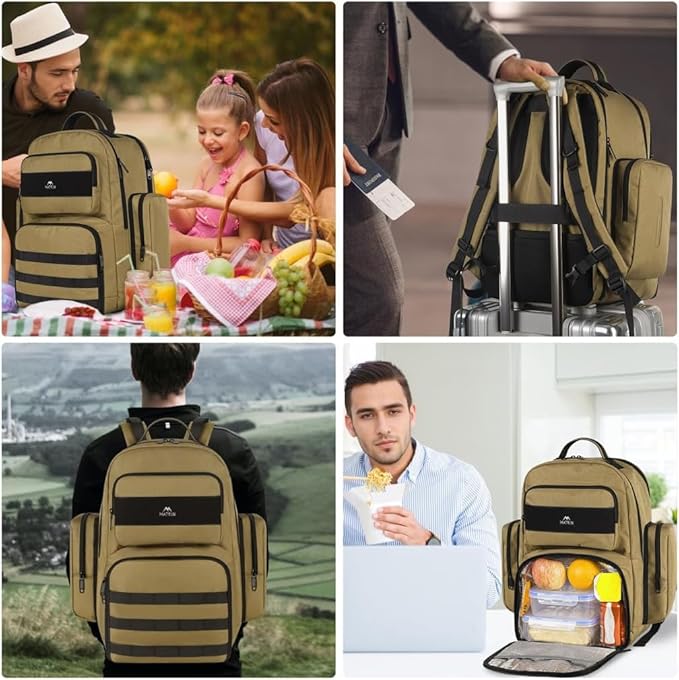 MATEIN Lunch Backpack for Men, 15.6 Inch Travel Laptop Backpack Insulated Cooler Bag Lunch box Rucksack, Extra Large Water Resistant College Work Computer Daypack Gifts for Men