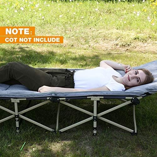 REDCAMP Extra Thick Folding Sleeping Cot Pads, 75"x28"Comfortable Soft Velvet Cotton Camping Cot Mattress Pad for Hiking, Backpacking,Navy Gray Brown