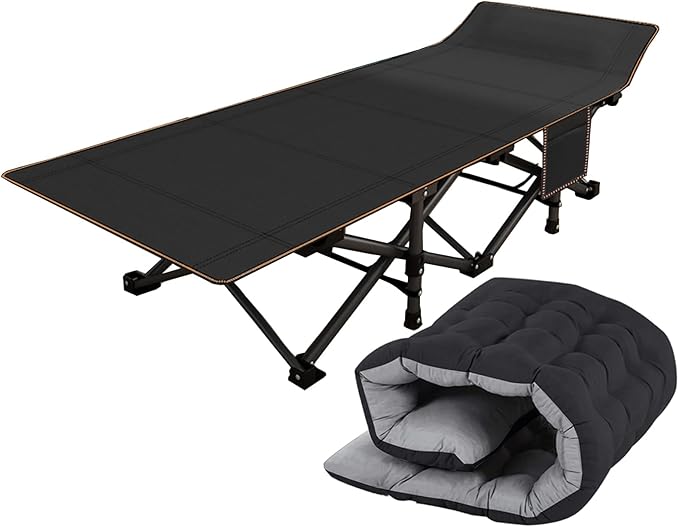 ABORON Camping Cot for Adults, Folding Sleeping Cot with Mattress, 500 lb Capacity Heavy Duty Outdoor Folding Sleeping Bed, Portable Cot Bed for Camping, Indoor Guest Use, Home & Travel