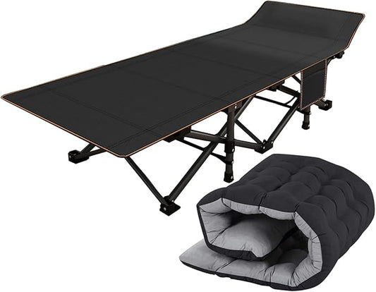 ABORON Camping Cot for Adults, Folding Sleeping Cot with Mattress, 500 lb Capacity Heavy Duty Outdoor Folding Sleeping Bed, Portable Cot Bed for Camping, Indoor Guest Use, Home & Travel