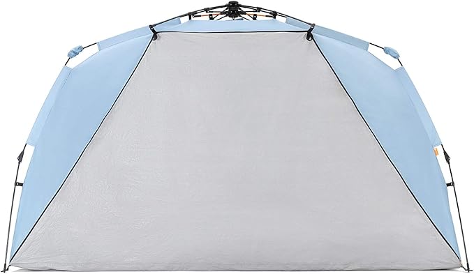 Easthills Outdoors Instant Shader Enhanced Deluxe XL Beach Tent Easy Setup 4-6 Person Popup Sun Shelter 99" Wide for Family UPF 50+ Double Silver Coating with Extended Zippered Porch Sky Blue