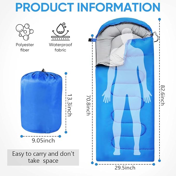 OBTANIM Sleeping Bags Portable Waterproof Camping Sleeping Bag for Adults Kids 4 Seasons Cold Weather or Warm Backpacking Hiking Mountaineering Indoor Outdoor Use