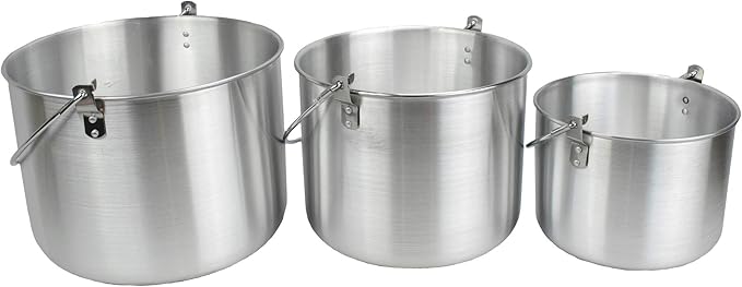 AceCamp Nested Pot Aluminum Lightweight Cooking Pot Set Outdoor Large Stock with lid and folding handle - 4L,8L,12L