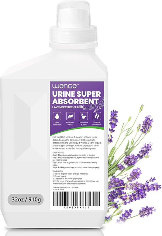 Wenge Urine Super Absorbent, Solidifier - 180 Use Pre Pee Powder for Toilet, Porta Potty Chemicals, Eco Absorbent Liquid Waste Gelling and Deodorizing Powder (Purple Lavender Scent)