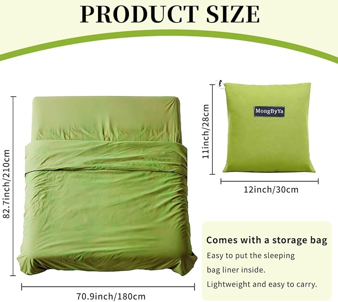 Sleeping Bag Liner Lightweight Compact Sleeping Bag Sack Portable Clean Travel Sheet Camping Sleep Sheet for Backpacking Hotel Hiking