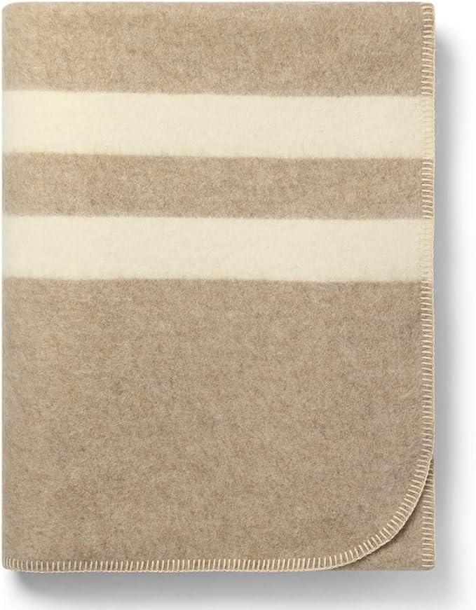 Thick Alpaca Wool Blanket Heavyweight for Camping Outdoors or Using Indoors | Soft Peruvian Alpaca Wool Blankets (Beige - Ivory, Twin)