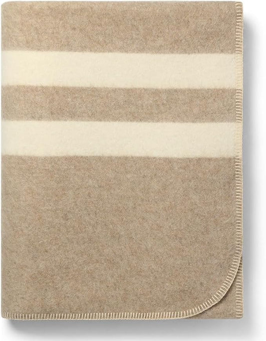 Thick Alpaca Wool Blanket Heavyweight for Camping Outdoors or Using Indoors | Soft Peruvian Alpaca Wool Blankets (Beige - Ivory, Twin)