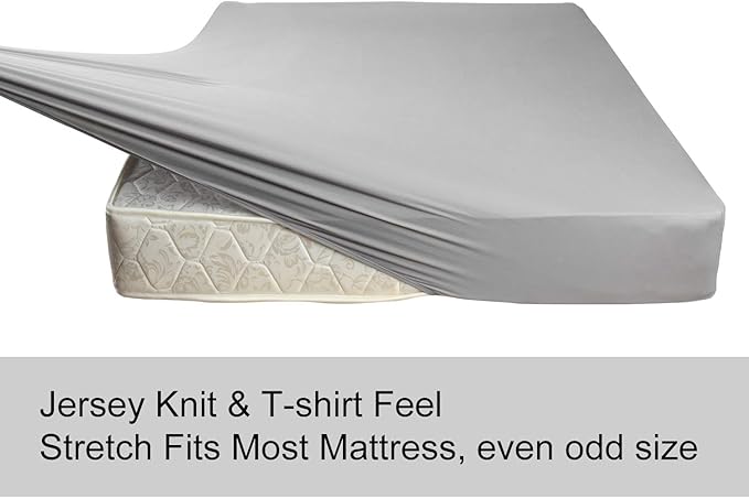 StretchSnug Full/Full XL Size Fitted Sheet Only - 4-Way Stretchy, Snug Fit, Wrinkle Free & Stay in Place, No More Slipping Off for Mattress, Soft & Comfortable - Light Gray