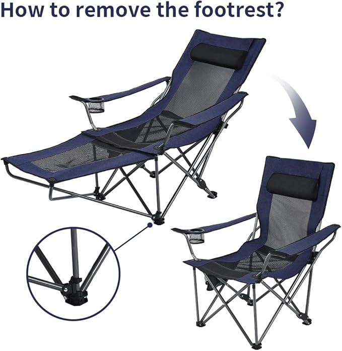 OUTDOOR LIVING SUNTIME Camping Folding Portable Mesh Chair with Removabel Footrest
