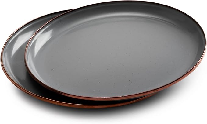 Barebones 8 Inch Salad Plate - Set of 2 Salad Plates - Enamelware Plates - Durable Kitchen or Camping Plate (Slate Gray)