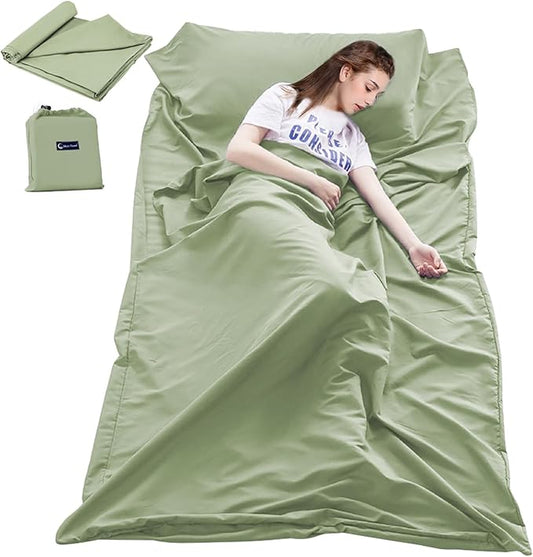 Sleeping Bag Liner Travel Sheets for Hotel Camping Sheets Travel Bed Sheets for Hotel Lightweight Single &Double Compact Sleeping Bag Sack Breathable Travel Sleeping Bag for Hotels Adult Compact Sacks