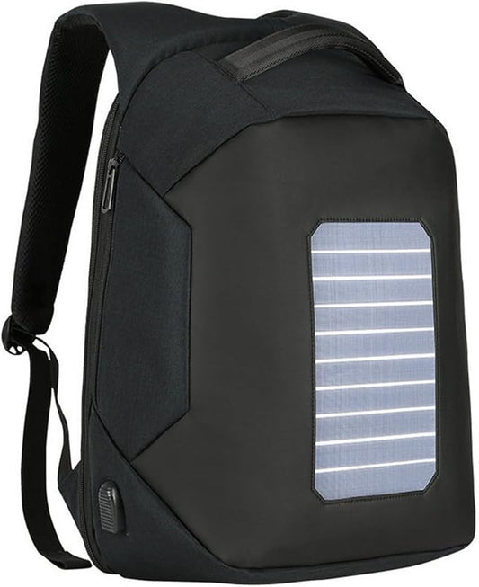 Outdoor Laptop Backpack with Solar Panel Built in, Backpacking Solar Panel Power Bank Waterproof Business Travel Bag with USB (A Black,Large)
