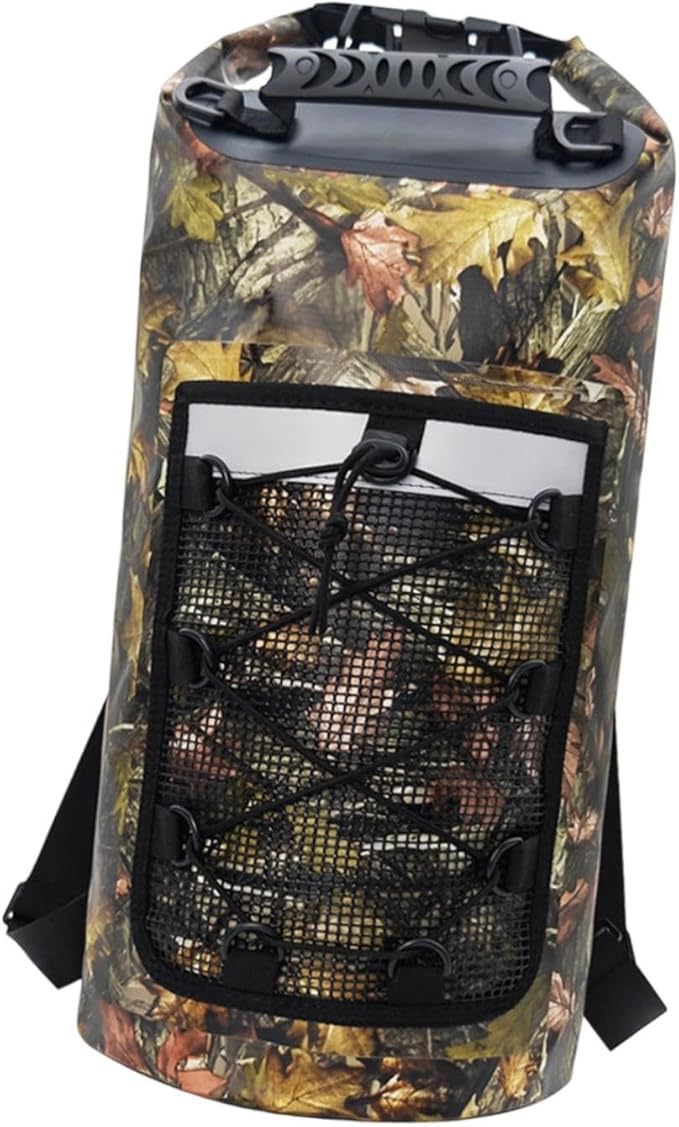Yiju Waterproof Dry Bag Backpack Durability Lightweight Multifunctional Storage Bag for Travel Boating Camping Hiking, Leaves Pattern