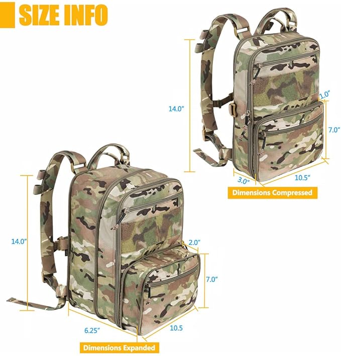 KRYDEX Tactical Expandable Backpack MOLLE Backpack for Travelling Hiking Hunting (Camo)