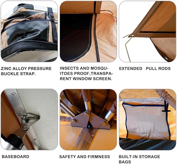 The roof Tent with 2000 Waterproof Lattice Cloth for Using as a Camping Necessity A Mobile Home Truck Bed Tents