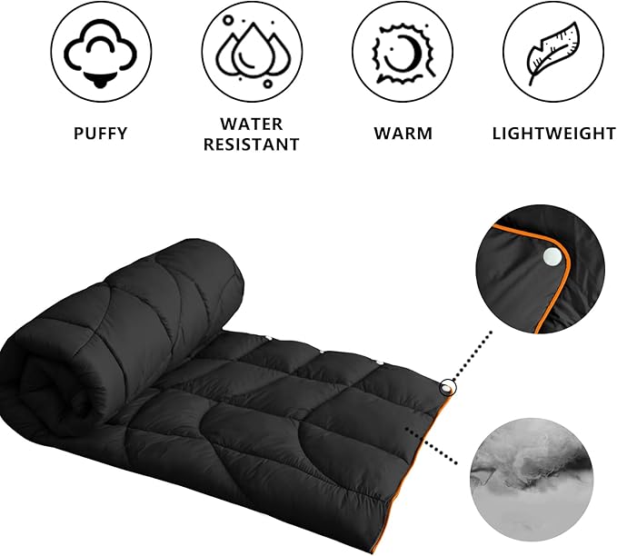Camping Blanket, Packable Puffy Blanket Down Alternative Blanket Lightweight Windproof Water Resistant for Outdoors,Hiking, Backpacking,Beach,Car,Picnic,Stadium 52x75in
