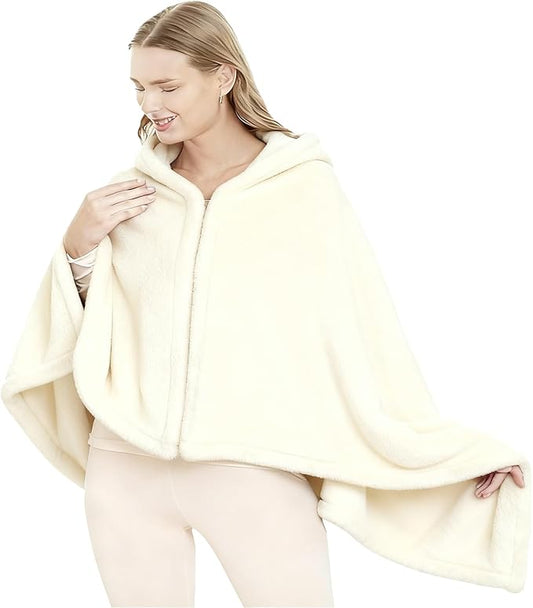 SNZ Cozy Wearable Blanket for Women & Men - 60"x33" Fleece Poncho, Warm Office Chair Lap Blanket, Travel, Camping & Home Wrap - Comfy Poncho Throw - Gift for Mom, Elderly
