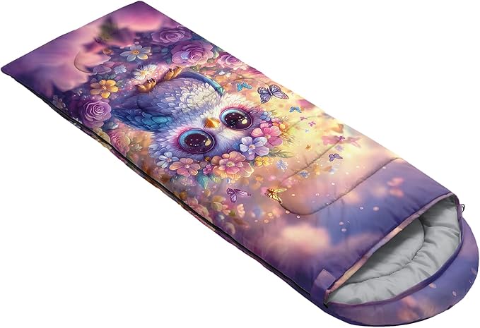 AILONEN Girls Pink Camping Sleeping Bags,Lightweight & Waterproof,3 Season Warm & Cool Weather,Cute Bow Duck Print Sleeping Bags for Kids,Girls,Adults Travelling,Outdoors