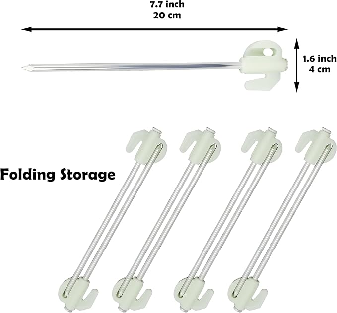 Glow in The Dark 22pcs Tent Stakes, 8 inch Heavy Duty Tent Stakes, Galvanized Non-Rust Forged Steel Tent Pegs Ground Stakes Canopy Stakes for Camping, Garden, Canopies, Inflatables, Outdoor