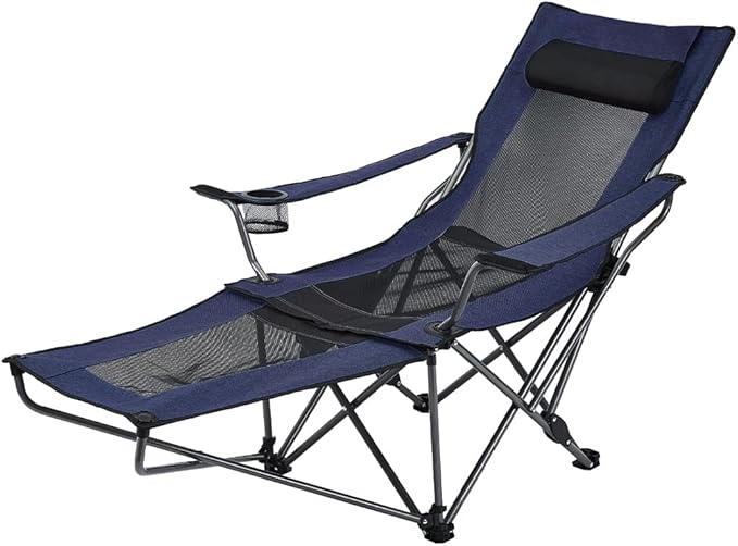 OUTDOOR LIVING SUNTIME Camping Folding Portable Mesh Chair with Removabel Footrest