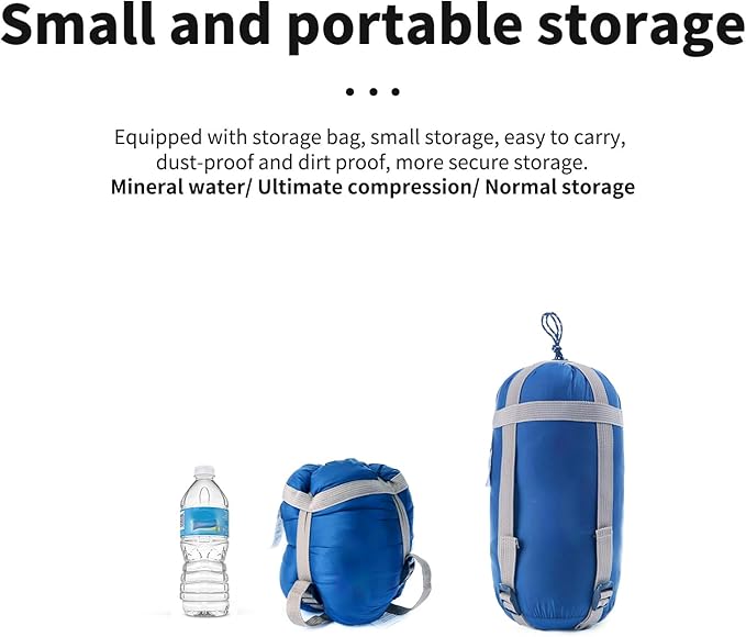 Ultralight Sleeping Bag - Envelope Lightweight Portable, Waterproof, Comfort with Compression Sack - Great for 3 Season Traveling, Camping, Hiking