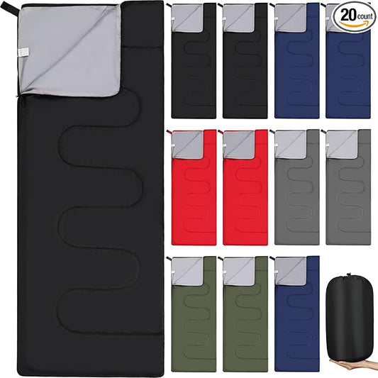 Macarrie 12 Pack Camping Sleeping Bags for Adults Bulk Cold Weather Kids Sleeping Bag Homeless Lightweight Waterproof Compression Sack for Backpacking Traveling Hiking Outdoor