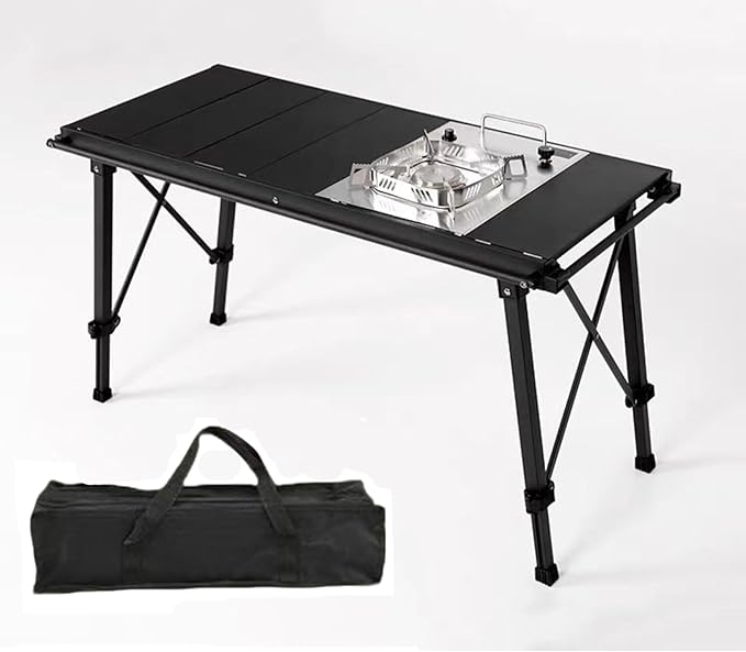 IGT Camping Table with Extended Frames, Portable and Foldable Outdoor IGT Camp Tables, Ultralight Height Adjustable Camp Table with Carry Bag for Car Camping Picnic RV Trip Patio Backyard