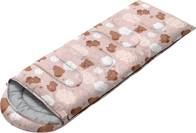 AILONEN Kawaii Puppy Sleeping Bag for Kids Boys Girls,Warm and Cool Weather,Lightweight,Waterproof Backpacking,Cartoon Cute Dog & Duck Animal Themed Blue Sleeping Bag for Camping
