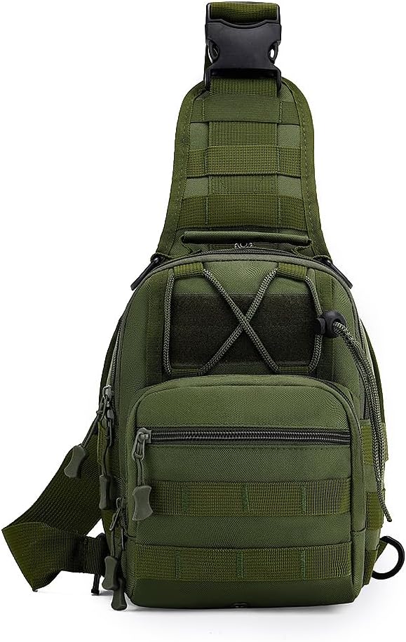 Viriber Tactical Backpack, Waterproof Military Cross-body Molle Sling Shoulder Backpack Chest Bag for Outdoor Every Day Carry Green