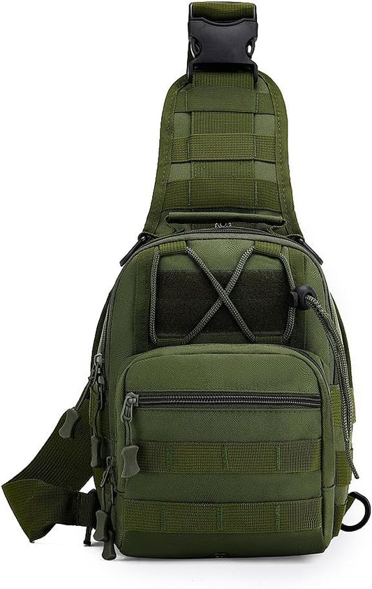 Viriber Tactical Backpack, Waterproof Military Cross-body Molle Sling Shoulder Backpack Chest Bag for Outdoor Every Day Carry Green
