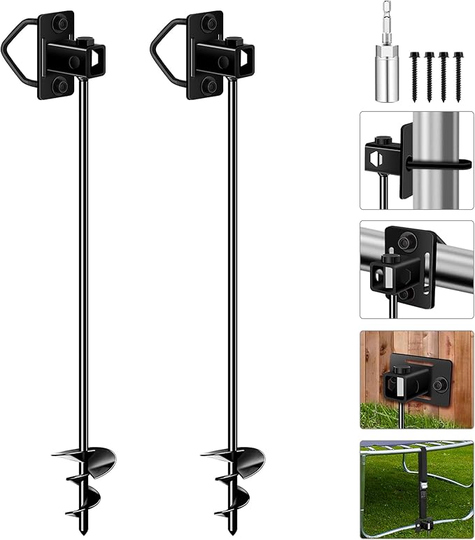 26" Ground Anchors Screw-in Payivsve, Multi-Purpose Trampoline Stakes Heavy Duty, 3" Wider Spiral Mobile Home Anchors Hurricane Earth Anchor for Trampoline, Shed, Swing Sets, Carports(26"-2pcs)