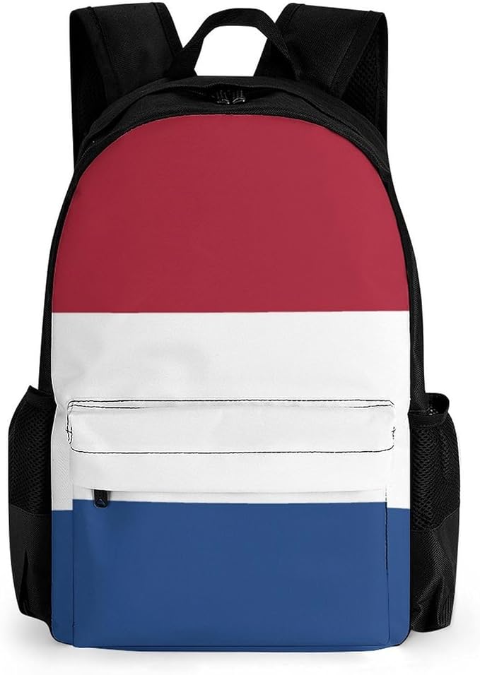 Rucksack Anti-Theft Multipurpose Large Capacity Carry On Bag, Netherlands Flag Travel Hiking Bag Day Pack With Side Pockets