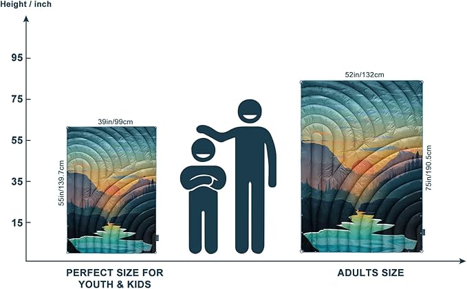 Camping Blanket,Lightweight Puffy Printed Camping Blanket Packable Outdoor Blanket for Camping,Traveling, Stadium, Hiking, Picnics