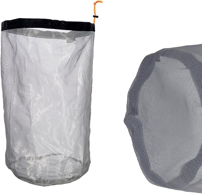 VGEBY Mesh Stuff Sack, Nylon Mesh Stuff Storage Sack Drawstring Mesh Camping Sack for Camping Hiking(XXL-Black)
