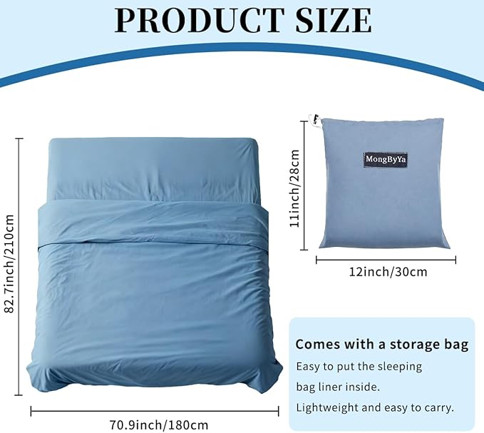 Sleeping Bag Liner Lightweight Compact Sleeping Bag Sack Portable Clean Travel Sheet Camping Sleep Sheet for Backpacking Hotel Hiking