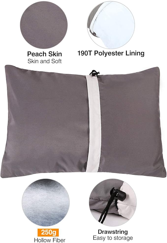 REDCAMP Camping Pillow for Sleeping Lightweight and Compressible, Small Pillow for Travel Backpacking Hammock, Peach Skin Grey