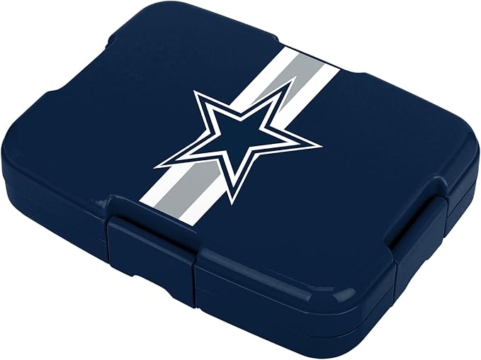 FOCO NFL Unisex-Adult Officially Licensed Team Color Stripe Primary Logo Football Leak Proof 5 Compartment Bento Lunch Box - Dallas Cowboys