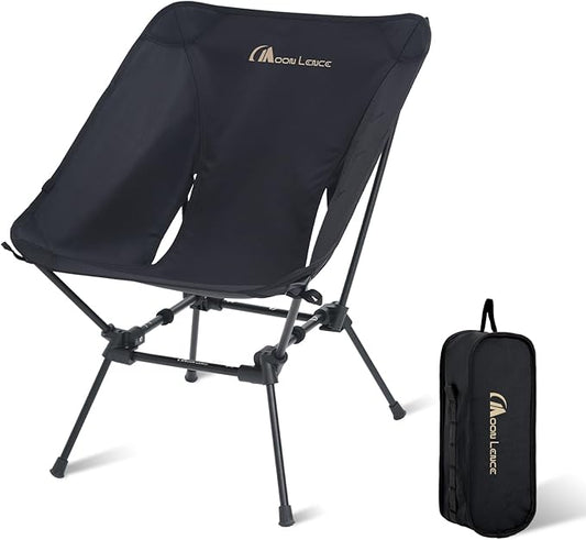 MOON LENCE Portable Camping Chair, Backpacking Chair, Ultralight & Compact, 330 lbs Capacity, for Outdoor Camp, Travel, Beach, Picnic, Hiking (Black)