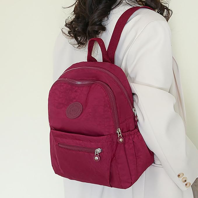 Simple Casual Solid Color Lightweight College Work Backpack Anti Theft Travel Backpack Daypack for Women (Rose Red)