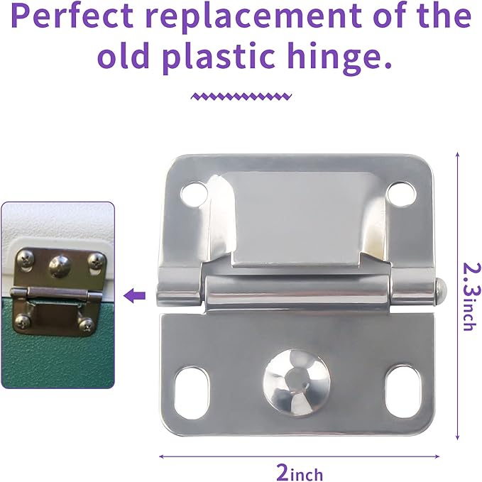 Cooler Stainless Steel Hinges with Screws Set - Compatible with Coleman ice Chest Coolers Replacement 5235 6262 6270 (4 Pack)