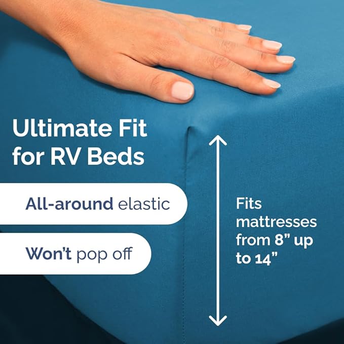 Short Queen Size 4 Piece Sheet Set - RV Short Queen, Soft, Breathable & Cooling Bed Sheets Set w/ Deep Pockets - Hotel Luxury Bedding for Women, Men, Kids, Teens, Boys & Girls - Oeko-Tex - Denim Blue