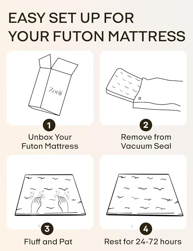 ZonLi Japanese Floor Futon Mattress Twin Size 75"x 39", 100% Cotton Cover 4'' Thicken Tatami Mattress, Foldable Sleeping Pad, Portable Dormitory Tatami Mat, Roll Up Floor Lounger Bed for Adult