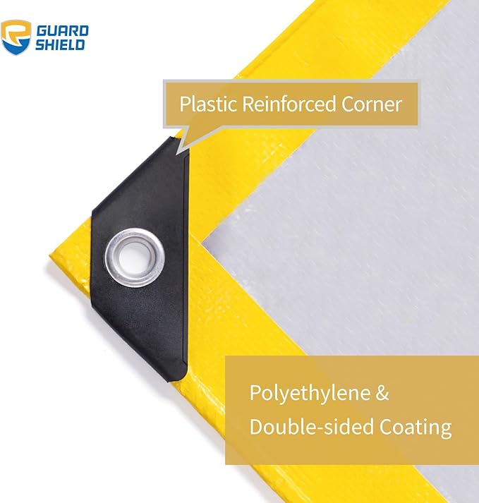 GUARD SHIELD Tarp 16x20 Feet Waterproof Yellow/Silver Tarps 8Mil Multi Purpose UV Resistant Cover for Outdoor,Camping,Tent,Boats